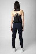 Paula Band Trousers - ZV women’s navy blue trousers with bands on the sides