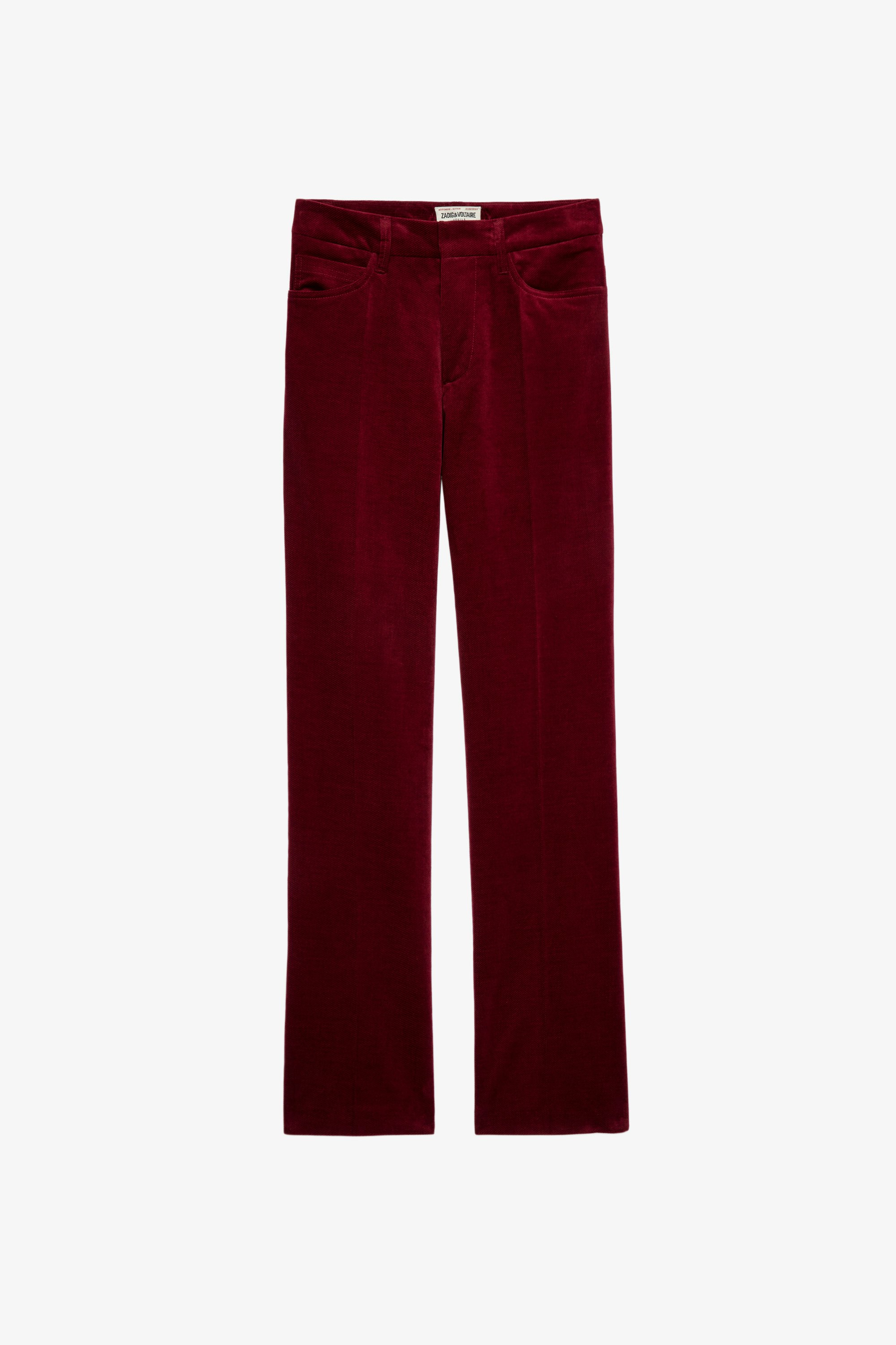 Pantalón de terciopelo Pista Pantalón ancho de terciopelo rojo para mujer