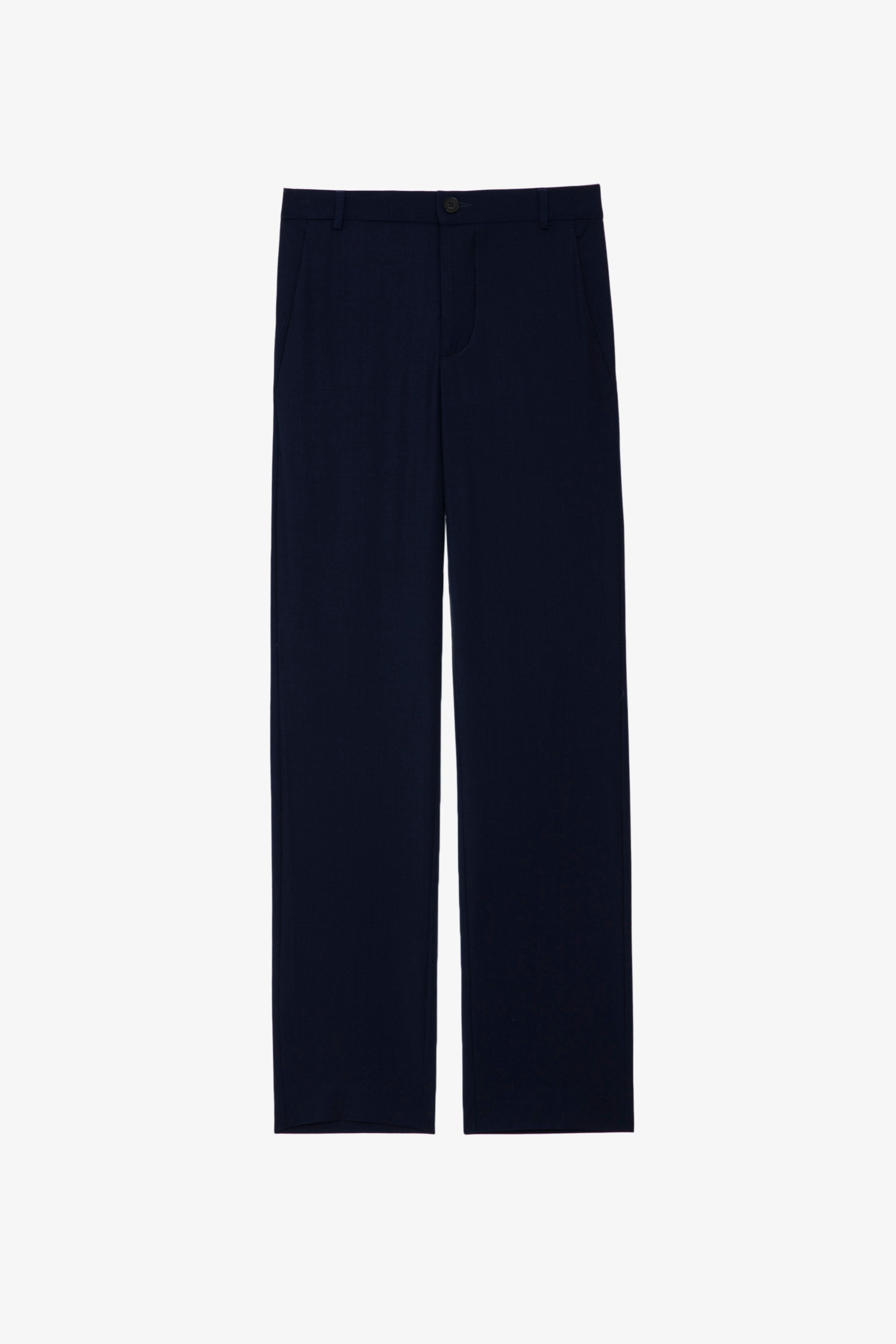 Pomelo Wool Pants - Women's navy blue wool tailored pants.