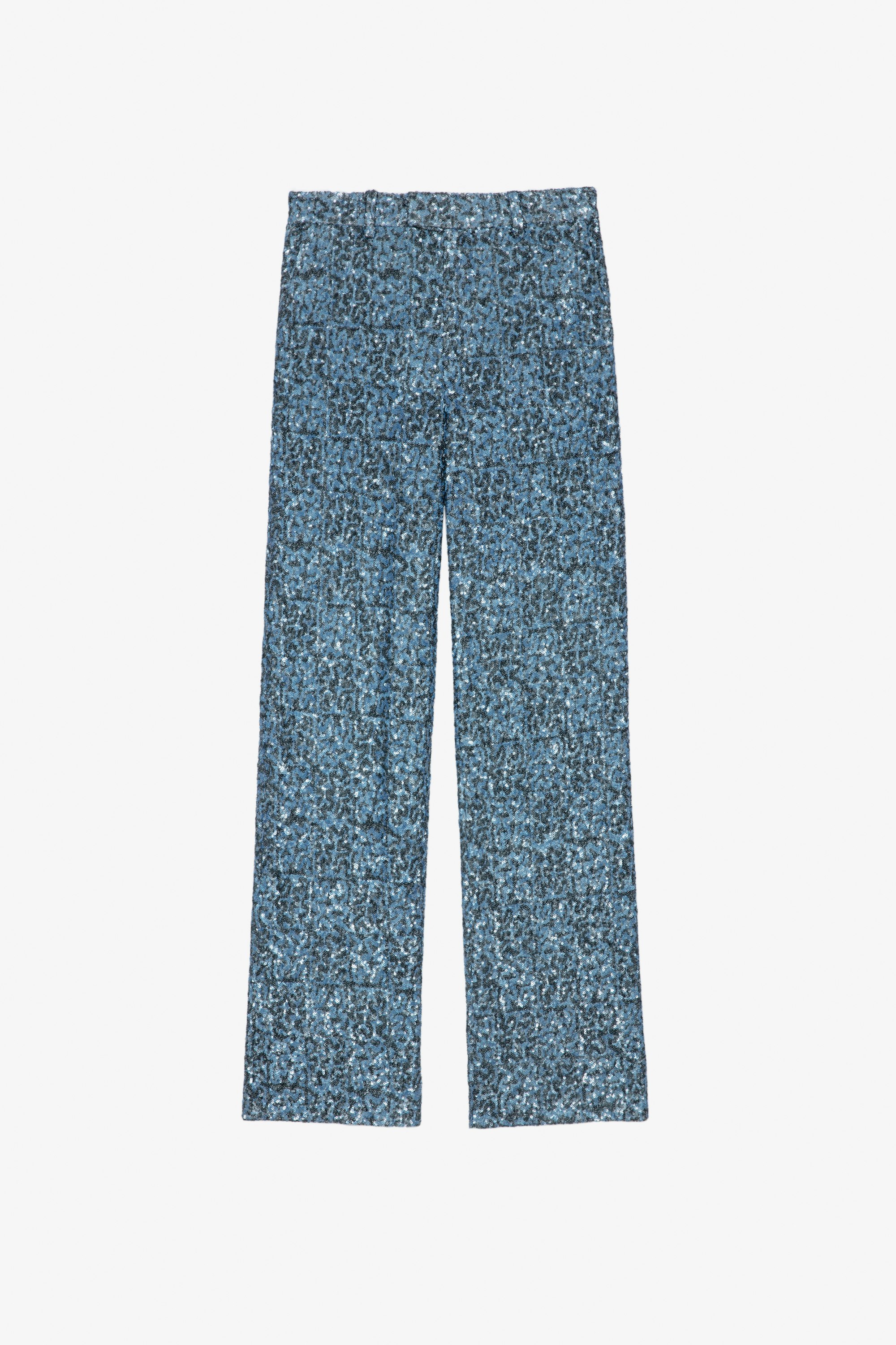 Pantalón Peter Pantalón ancho azul para mujer con lentejuelas