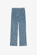 Peter Trousers - Women's wide blue sequinned trousers