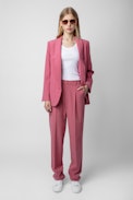 Profil Trousers - Women's wide-leg pink crepe trousers