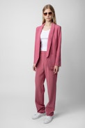 Profil Trousers - Women's wide-leg pink crepe trousers