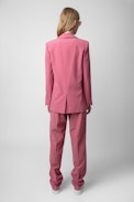 Profil Trousers - Women's wide-leg pink crepe trousers