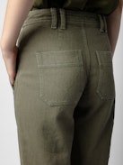 Pepper Trousers - Women’s khaki twill cotton trousers with contrasting details.
