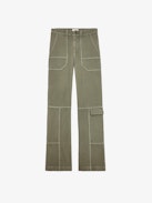 Hose Pepper - Damen-Hose aus Baumwolltwill in Khaki mit Kontrastdetails