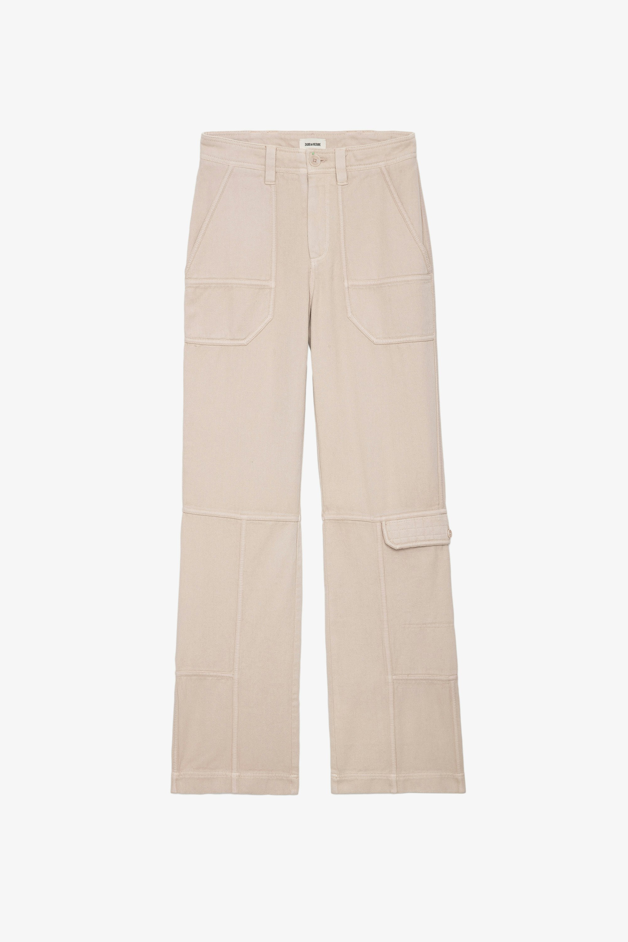 Pantalon Pepper - Pantalon en sergé de coton beige à détails contrastés.