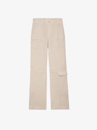 Pantalon Pepper - Pantalon en sergé de coton beige à détails contrastés.