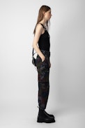 Pantalón Pilote - Pantalón militar negro de algodón estampado y con bolsillos para mujer.