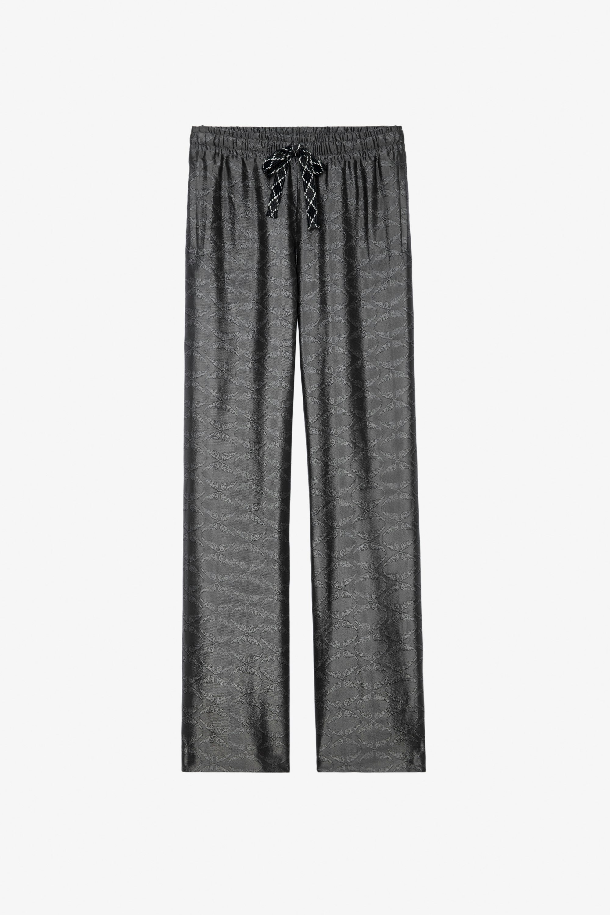Pomy Jacquard Trousers - Women’s anthracite wing-print jacquard trousers.