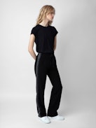 Pomy Pants - Women's black pants with glittery side bands