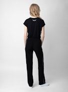Pomy Pants - Women's black pants with glittery side bands