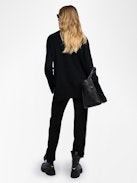 Pantalón Pomy - Pantalón negro con bandas laterales de purpurina.