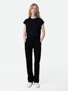Pomy Pants - Women's black pants with glittery side bands