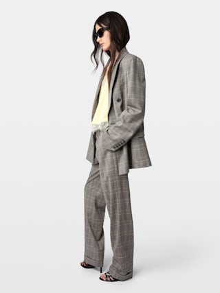 Pantaloni Pura - Pantaloni sartoriali in lana a quadri con tasche.