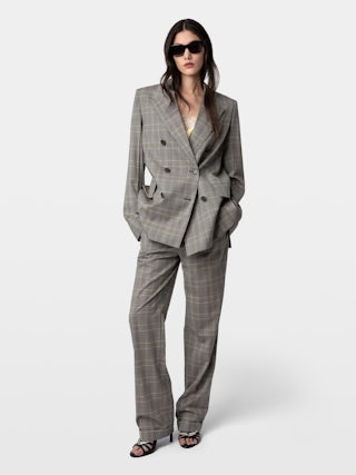 Pantaloni Pura - Pantaloni sartoriali in lana a quadri con tasche.