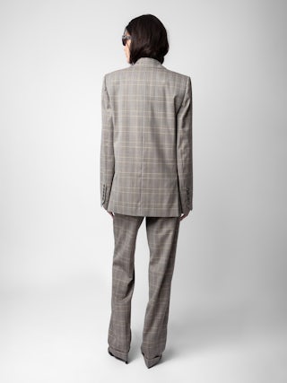 Pantalon Pura - Pantalon de tailleur en laine à carreaux à poches.