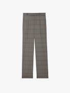 Pura Pants - Checked grey wool tailored pants with pockets.