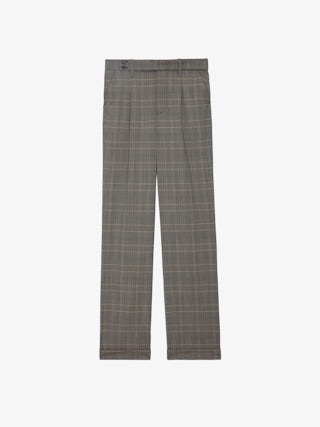 Pantalon Pura - Pantalon de tailleur en laine à carreaux à poches.