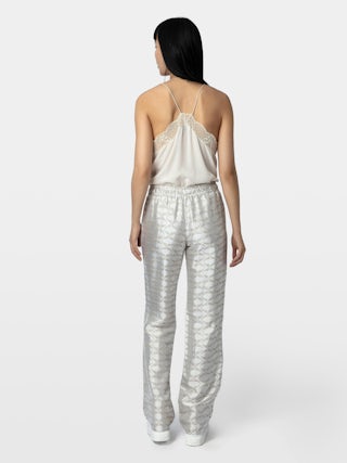 Pantaloni Pomy - Pantalone con jacquard ali e cordoncini di regolazione.