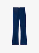 Pistol Trousers - Blue linen flared tailored trousers with pockets and pleats.
