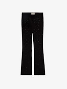 Hose Poxy Strass Seide  - Schwarze Anzughose aus Seide mit Strass und asymmetrischem Verschluss.
