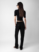 Pura Trousers - Black crêpe tailored trousers with pockets and hems.