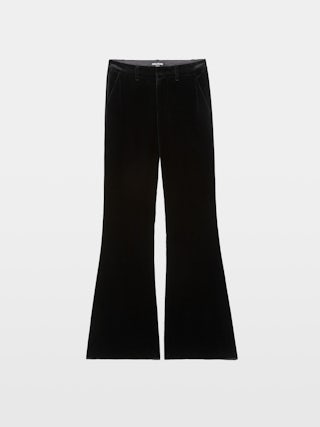 Prevy Velours Trousers - Tailored trousers in smooth velvet, low-waisted, flared and multi-pocket.