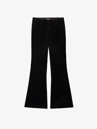Prevy Velours Trousers - Tailored trousers in smooth velvet, low-waisted, flared and multi-pocketed.