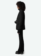 Prevy Pants - Herringbone wool blend flared pants with mid-rise waist and pockets.