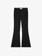 Prevy Pants - Herringbone wool blend flared pants with mid-rise waist and pockets.
