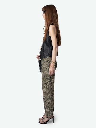 Pantalon Pilote - Pantalon militaire à imprimé camouflage cœur et poches.