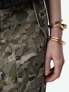 Pilote Pants - Khaki cotton canvas combat pants with camouflage heart print and pockets.
