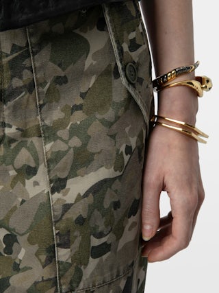Pantaloni Pilote - Pantaloni militari con stampa camouflage cuori e tasche.