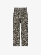 Pilote Pants - Khaki cotton canvas combat pants with camouflage heart print and pockets.