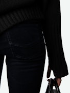 Pista Velvet Pants - Straight-cut blue corduroy pants with pockets embellished with flower studs and a slightly flared hem.