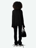 Pista Velvet Pants - Straight-cut blue corduroy pants with pockets embellished with flower studs and a slightly flared hem.