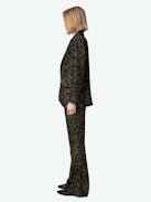 Prevy Velvet Pants - Black sequin flare pants with mid-rise waist, sequins, and pockets.