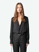Pistol Pants - Black metallic wool blend flared pants with pockets.