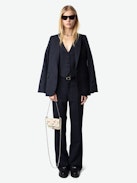 Pantalone Pistol 100% Lana Vergine - Pantalone sartoriale svasato in lana grain de poudre con tasche.