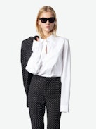 Panny Pants - Straight-leg tailored pants with pockets and rhinestones.