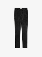 Panny Pants - Straight-leg tailored pants with pockets and rhinestones.