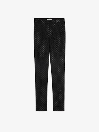 Panny Pants - Straight-leg tailored pants with pockets and rhinestones.