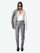 Panny Pants - Straight-cut tailored pants with rhinestones and pockets.