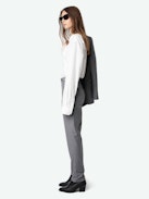 Panny Pants - Straight-cut tailored pants with rhinestones and pockets.
