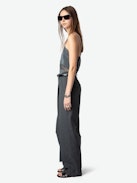 Puros Pants - Straight-cut women's raw edge pants tailored in cool wool with raw-edge finishes and pockets.
