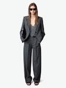Puros Pants - Straight-cut women's raw edge pants tailored in cool wool with raw-edge finishes and pockets.