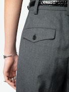Puros Pants - Straight-cut women's raw edge pants tailored in cool wool with raw-edge finishes and pockets.
