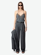 Puros Pants - Straight-cut women's raw edge pants tailored in cool wool with raw-edge finishes and pockets.