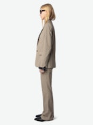 Pistol Pants - Tailored and flared women's check pants with flocked polka dots and pockets.